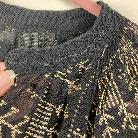 Free People New Romantics Palacio dolman sleeve black gold blouse size S NWOT - Picture 9 of 13